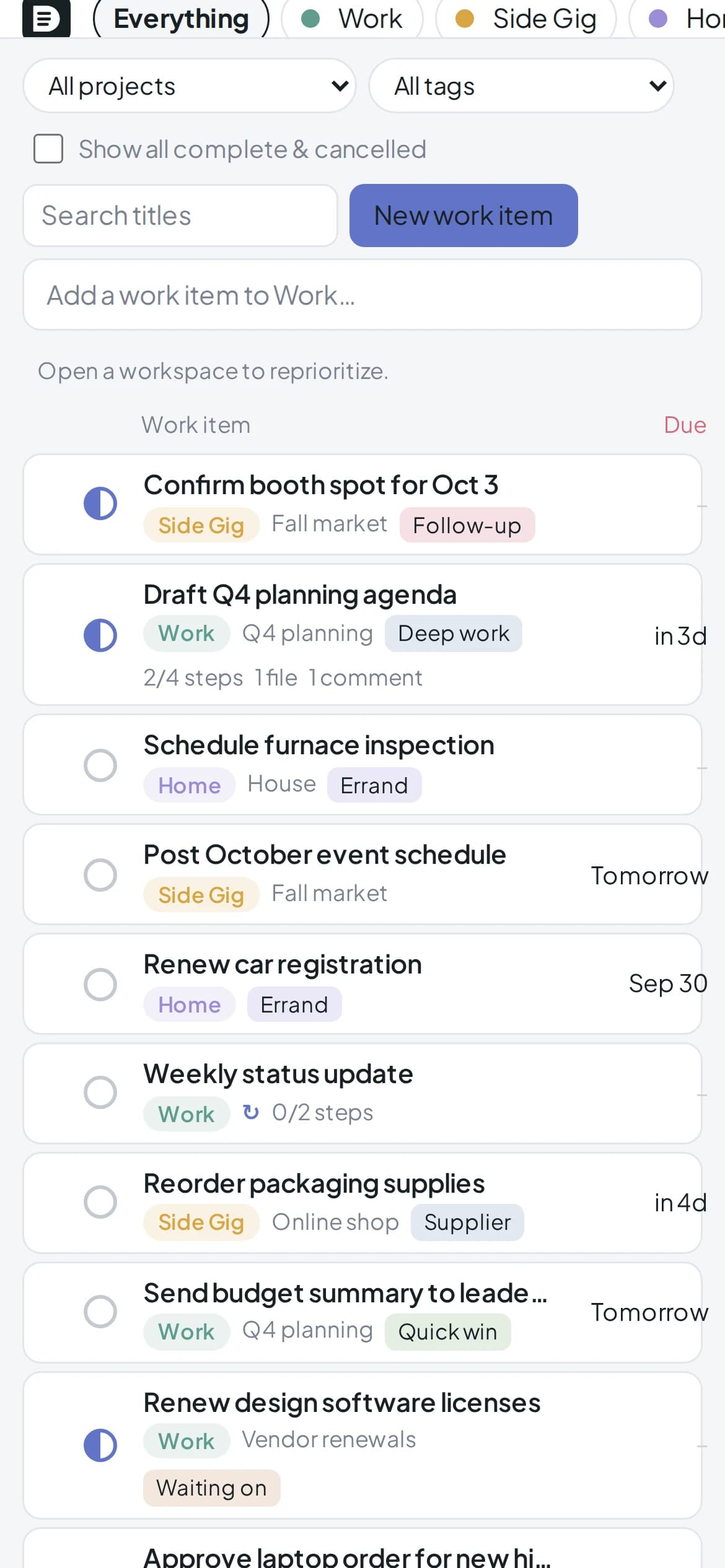 Docket list on a phone
