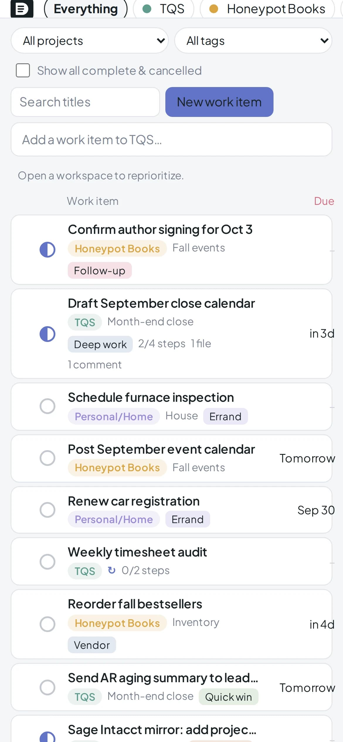 Docket list on a phone